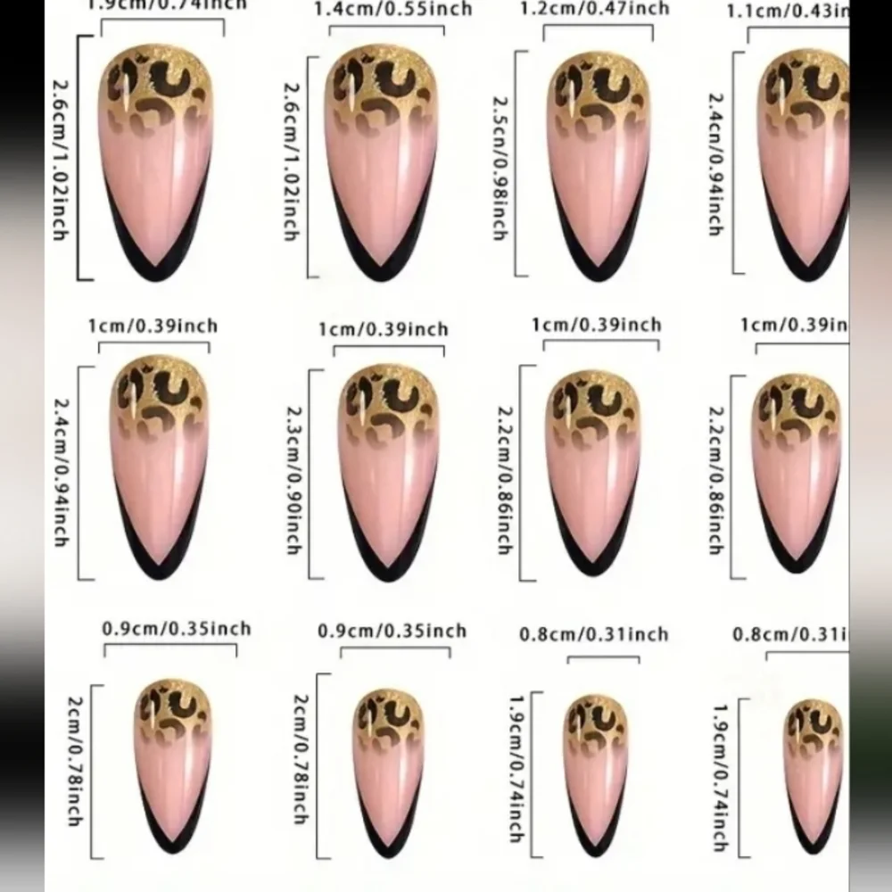 🔥3/$21 Chic Black Leopard print French tip Glossy finish Press On False Nails